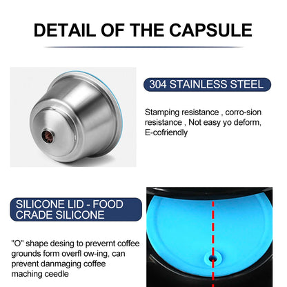 Capsule pour Dolce Gusto en acier inoxydable+push+brossette