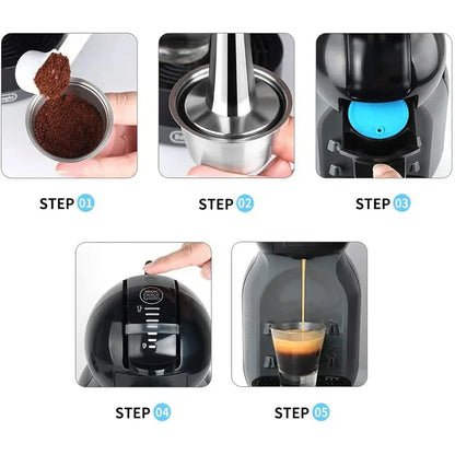 Capsule pour Dolce Gusto en acier inoxydable+push+brossette